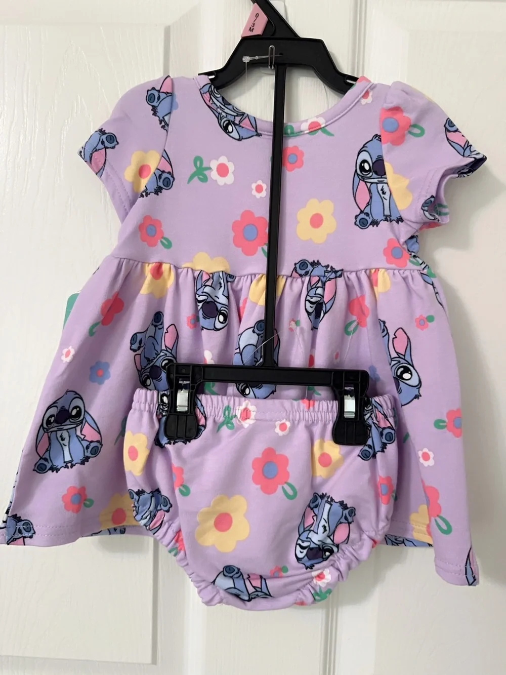 Disney Stitch Baby Girl Viscose Bamboo French Terry Floral Dress And Panty Set